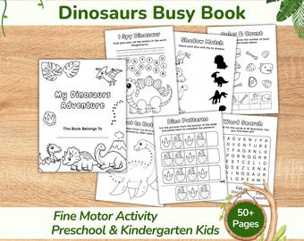 Activiteitenboek dinosaurussen • 50+ werkbladen voor peuters en kleuters en leuke activiteiten • Fijne motoriek • Leren dinosaurussen • Kleuren van dino's