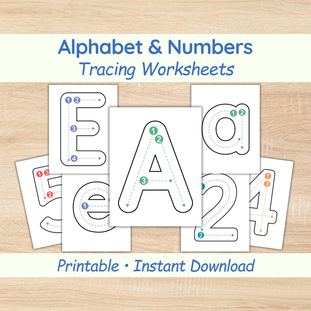 Look Trace.write Alphabet & Numbers Tracing Worksheets | Handwriting Practice ...