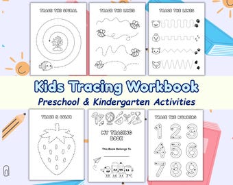 Werkboek traceren voor kinderen | Activiteit voor schrijven en fijne motoriek | 40 werkbladen traceerlijnen | Kleuterschool•Kleuterschool | Handschriftoefeningen