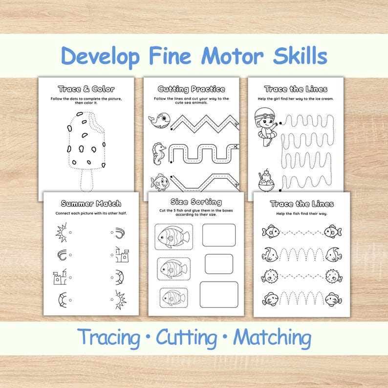 Summer Activity Book - 70 Preschool, Kindergarten Summer Worksheets & Fun Games • Fine Motor Skills, Tracing Lines, Handwriting Practice