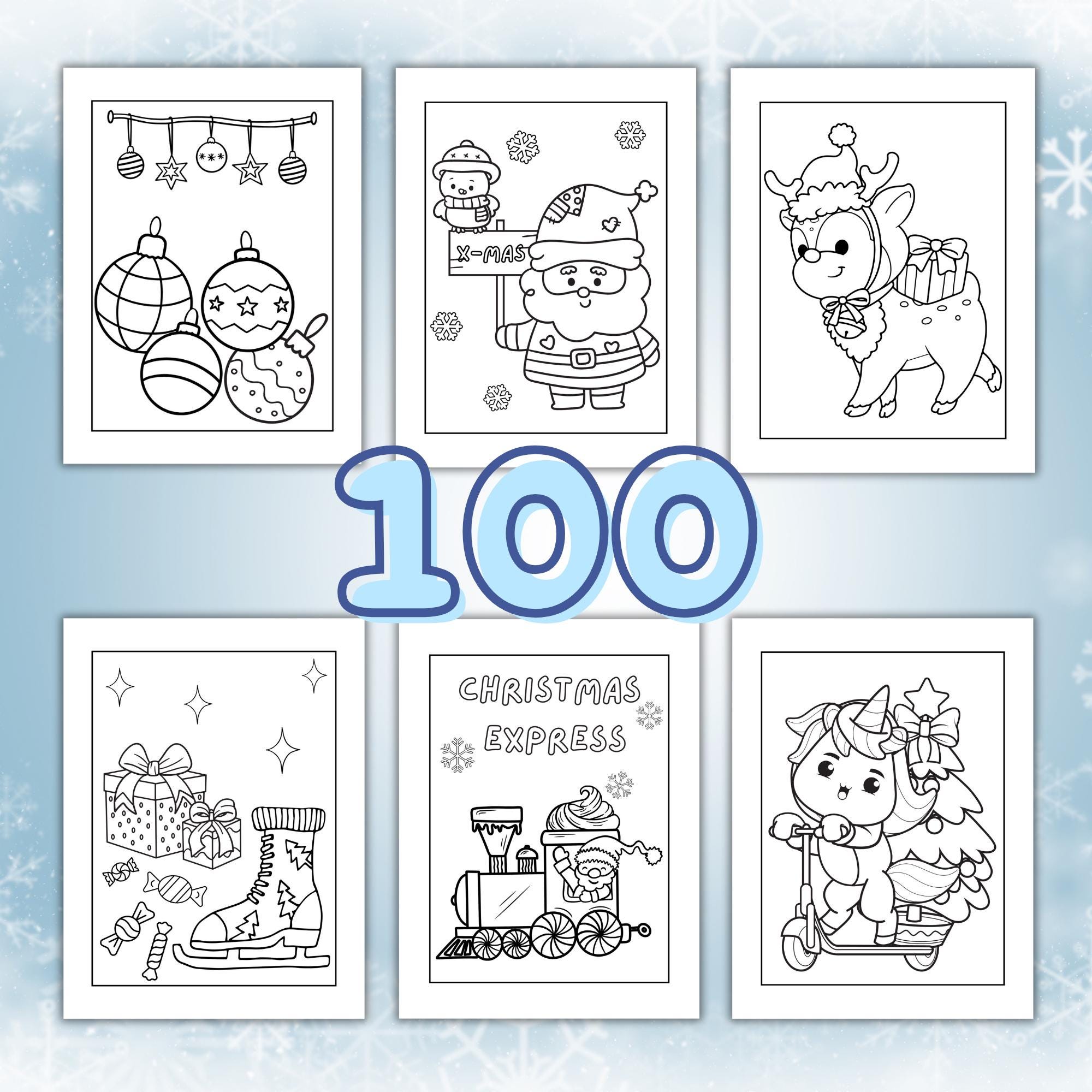 100 Christmas Coloring Pages | Bold & Easy | Kids, Adults Holiday ...