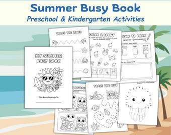 Zomerdruk kinderboek: 30 zomerwerkbladen voor kleuters en kleuters en leuke spelletjes • Fijne motoriek, lijnen tekenen • Pre-K-activiteiten