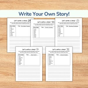 Writing Prompts for Kids in first grade and second grade ( Write and Draw ).Great for homeschooling, these writing worksheets are great as a fun storytelling game and literacy activity. Improves creative writing  through simple sentence building exercises, letting kids create their own story.