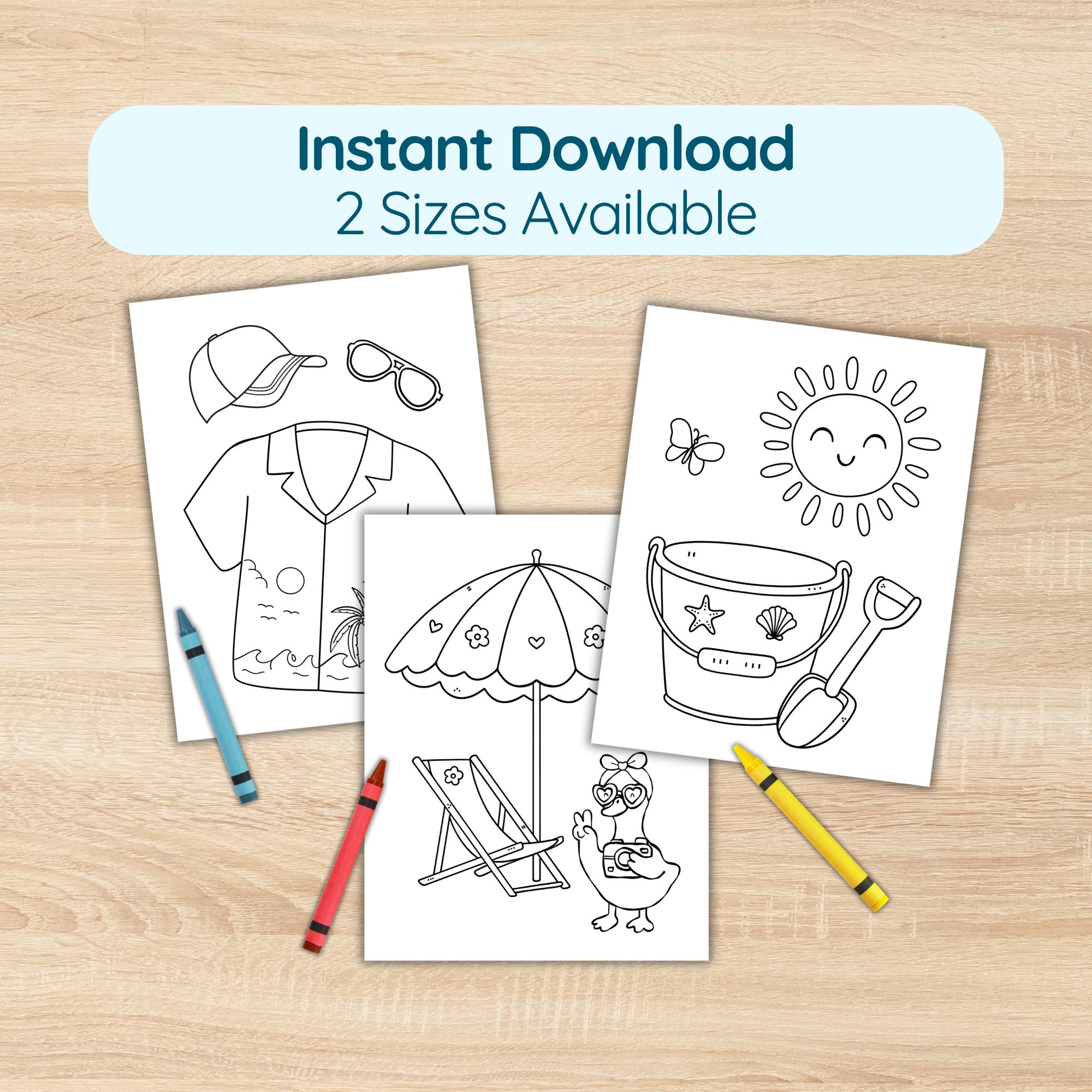 50 Summer Coloring Pages | Easy Coloring for Kids | Beach & Summer ...