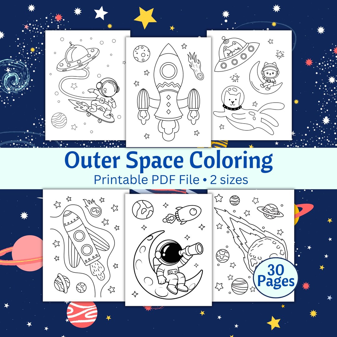 Space Coloring Pages for Kids | 30 Easy & Bold Outer Space Sheets ...