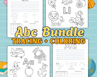Alphabet BUNDLE | Tracing and Coloring Worksheets | Preschool Printables | Letter Recognition , Handwriting Practice