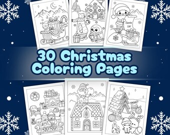 30 Christmas Coloring Pages | Holiday printables | Instant Download | Cozy and relaxing | Kids and adults activity | Winter Coloring Sheets