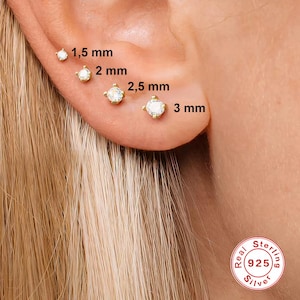 Flat-back CZ Diamond Stud Earrings by Diangelo Jewelry Rome • Screw Back Cartilage Earrings • Dainty Gemstone Nap Earrings