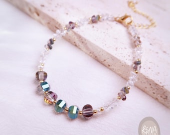 Dainty Quartz Crystal 18K Gold Bracelet, Minimalist Clear Beaded Bracelet, Elegant Everyday Bracelet, Inner Healing Jewelry Gift for Her