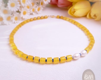 Chunky Genuine Chalcedony Waterproof Necklace, Statement Color Block Gemstone Beaded Choker, Bold Fashion Jewelry, Timeless Elegance Choker