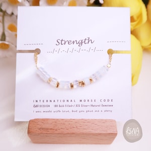 Benutzerdefinierte 2 * 4 mm Edelstein Morse-Code Minimalist Armband, personalisiert, um jedes Wort oder jeden Namen zu buchstabieren, handgemachtes zierliches Edelsteine Armband, Geschenk für Sie