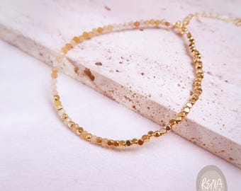 Personalized 18K Gold Topaz Beaded Bracelet, November Birthstone Initial Jewelry, Minimalist Stackable Bracelet, Inner Balance Gift for Her