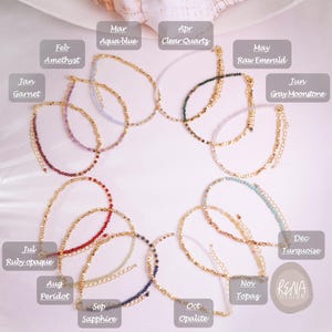 Minimalist Custom Birthstone Bracelet, Dainty Personalized Jewelry, Handmade 18K Gold Gemstone Beaded Bracelet, Anniversary Gift for Her