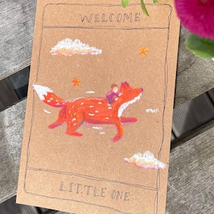 Welkom kleintje, babykaart, oh baby, gefeliciteerd, pastel handgetekend