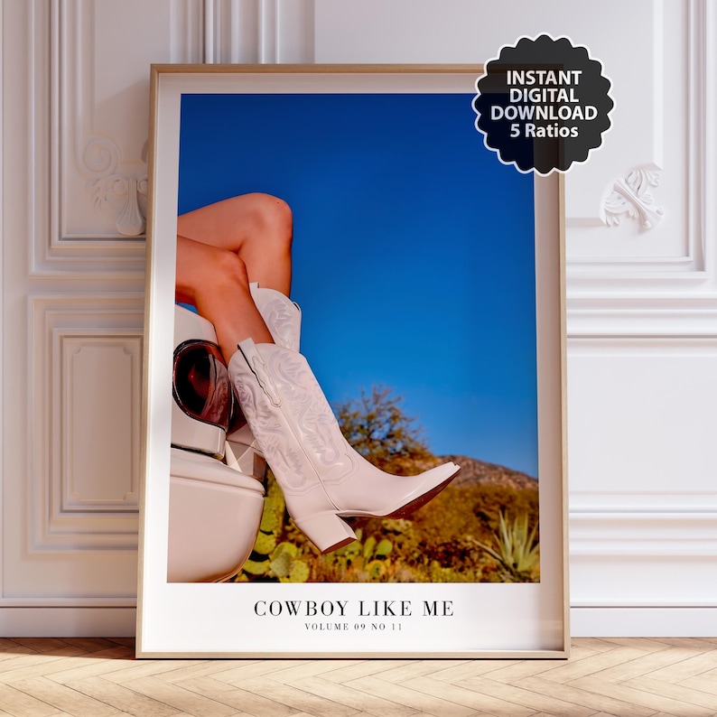 Cowboy Like Me Printable Wall Art | Taylor Music Decor | Moody Music Inspired Print | Retro Aesthetic Poster | Digital Download