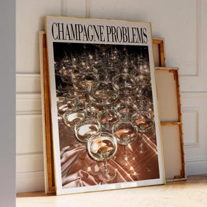 Champagneglazen print | Cadeau print champagneproblemen | Wandkunst barwagen | Luxe barwagendecor