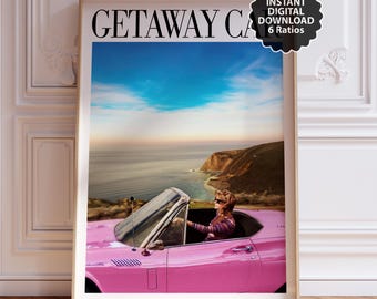 Getaway Car Poster | Repu Printable Wall Art| | Digital Download | Subtle Taylor Home Decor | Vintage Car Print