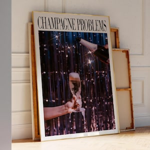 Champagneglazen print | Cadeau print champagneproblemen | Wandkunst barwagen | Luxe barwagendecor