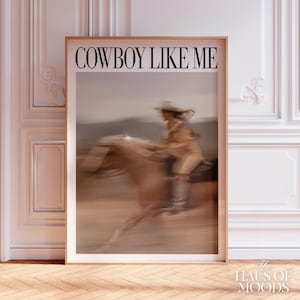 Póster de Cowboy Like Me / Estética retro / Arte mural femenino / Póster de música minimalista