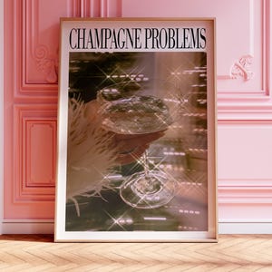 Afdrukken champagneproblemen | Champagneglasprint |  Wandkunst barwagen | Luxe barwagendecor | Champagnedrank
