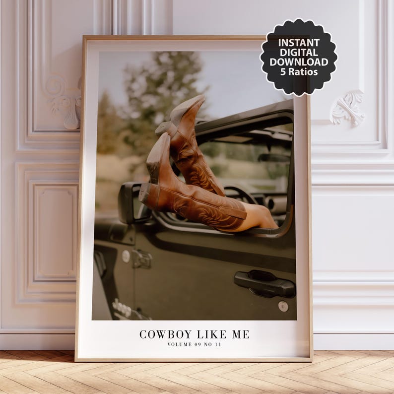 Cowboy Like Me Printable Wall Art | Taylor Music Decor | Moody Music Inspired Print | Retro Aesthetic Poster | Digital Download