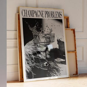Champagneglasprint | Afdrukken champagneproblemen | Kunst barwagen | Slaapzaaldecoratie | Decoratie champagnebar