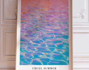 Cruel Summer Song Poster | Taylor Love Era Inspired Music Wall Art | Pastel Pool Wall Art (Physical Print)