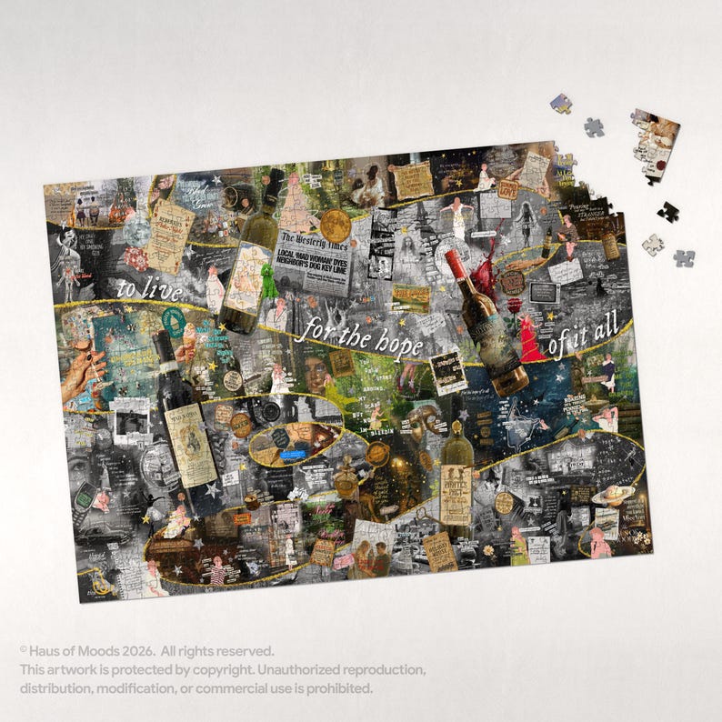 Puzzle Folk Era, paroles et œufs de Pâques (1000, 500) - Cadeau pour les fans de musique folk, puzzle à offrir à une femme, cadeau musical, cadeau pour les fans de concerts image 1
