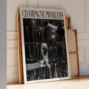 Champagneglazen print | Cadeau print champagneproblemen | Wandkunst barwagen | Luxe barwagendecor