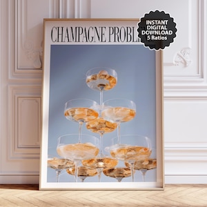 Poster problèmes de champagne de Zazzle.be Liste d'envies Vous avez des idées ? Téléchargement numérique imprimable | Décoration Barcart | Art mural esthétique rétro | Décoration cadeau musique