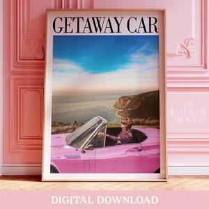 Getaway Car Poster | Repu Printable Wall Art| | Digital Download | Subtle Taylor Home Decor | Vintage Car Print