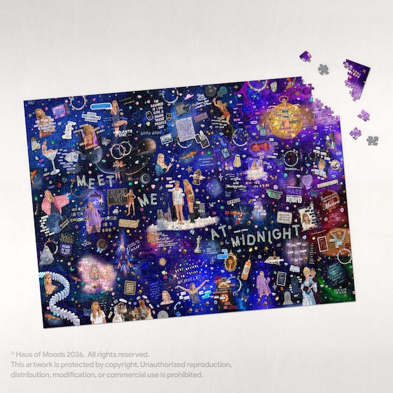 Midnight Era Lyrics & Easter Eggs Jigsaw Puzzle (1000, 500) Eras Music Fan Gift, Puzzle Gift for Her, Music Gift, Concert Fan Gift