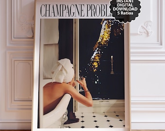 Champagne Problems Music Poster | Retro Wall Art (Digital Download)