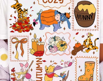 Cartoon Honey Bear And Friends Png, Trendy Fall Cartoon Movie Png, Thanksgiving Png, Autumn Coquette Bow Png, Spice Png