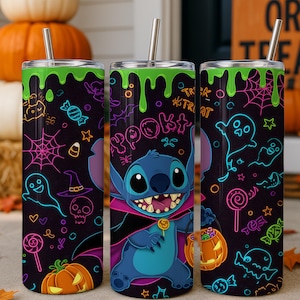 Halloween Cartoon 20oz Tumbler Wrap Design, Cartoon Alien Halloween Skinny Tumbler, Spooky Season 20oz Tumbler png, halloween tumbler png