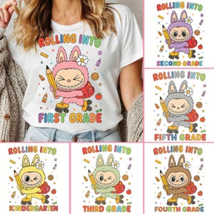Rolling Into School Grade Bundle Png, Monster Dol Back to School PNG Bundle, First Day of School PNG, 1st/2nd/3rd Grade, Pre-k, Kindergarten