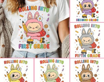 Rolling Into School Grade Bundle Png, Monster Dol Back to School PNG Bundle, First Day of School PNG, 1st/2nd/3rd Grade, Pre-k, Kindergarten