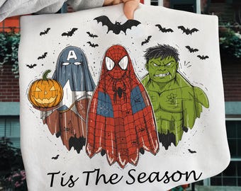 Retro Halloween Cartoon Superhero Png, Trendy Boy Halloween Png, Tis the season png, Halloween Movie Characters Png, Spooky Heroes Png