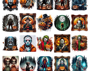 Retro Halloween horror Characters Png Bundle, Halloween Bundle PNG, Horror Png, Scary Movie Png Bundle, Horror Png, Horror Halloween Png