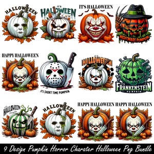 Horror Character Halloween PNG bundle, horror pumpkin png bundle, Horror Characters Png, Halloween Png, Spooky Season