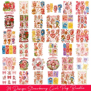 30+ Strawberry Girl png Bundle, Magical Kingdom pngDesign, Vintage Strawberry Cartoon png File, Strawberry Festival png