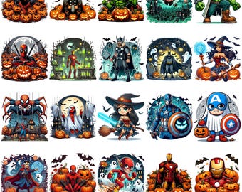 Halloween Superhero Movie Png bundle, Halloween Boy Png, Halloween Superhero Png, Spooky Season , Halloween Pumpkin png