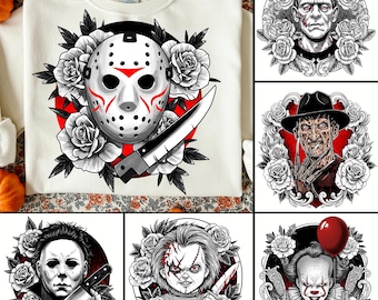 Halloween Horror Characters Png Bundle, Halloween Bundle PNG, Retro Horror Png Bundle, Scary Movie Bundle, Horror Png bundle