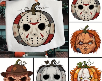 Preppy Horror character Halloween png bundle, Horror pumpkin png bundle, Preppy Floral horror png, halloween character png bundle