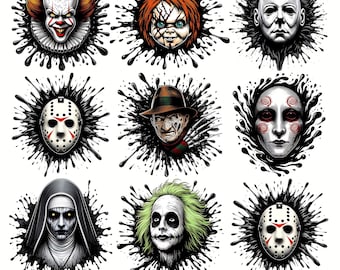 Horror Killers Bundle Png, Horror Characters Clipart, Horror Movies Png, Halloween Horror Png, Halloween Vibes Png, Halloween character png