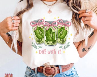 Dill With It PNG, Funny Png, Pink Coquette Bows, Trendy PNG, Soft Girl Era, Girl Who Loves Pickles, Pickle Ballin PNG
