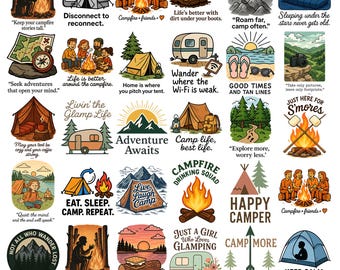 Camping Png Bundle, Outdoor Adventure, Nature Lover, Camp Life, Camping Shirt, Camper Life Png, Camping Adventure Sublimation