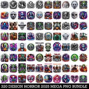 Halloween Horror Characters Png mega Bundle, Halloween Friends Png, Retro Horror Png Bundle, Scary Movie Bundle, Horror Png Design