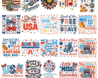 Retro 4th of July PNG Bundle, 4th of July Png, Fourth Of July Png, USA Png, America Png, land of the free america png, trending 4th of july
