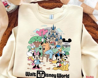 PNG de Magic Park World - Escena de amigos de dibujos animados / Clip art de castillo de cuento de hadas / Diseño de sublimación para vacaciones familiares / PNG para camiseta de viajes felices